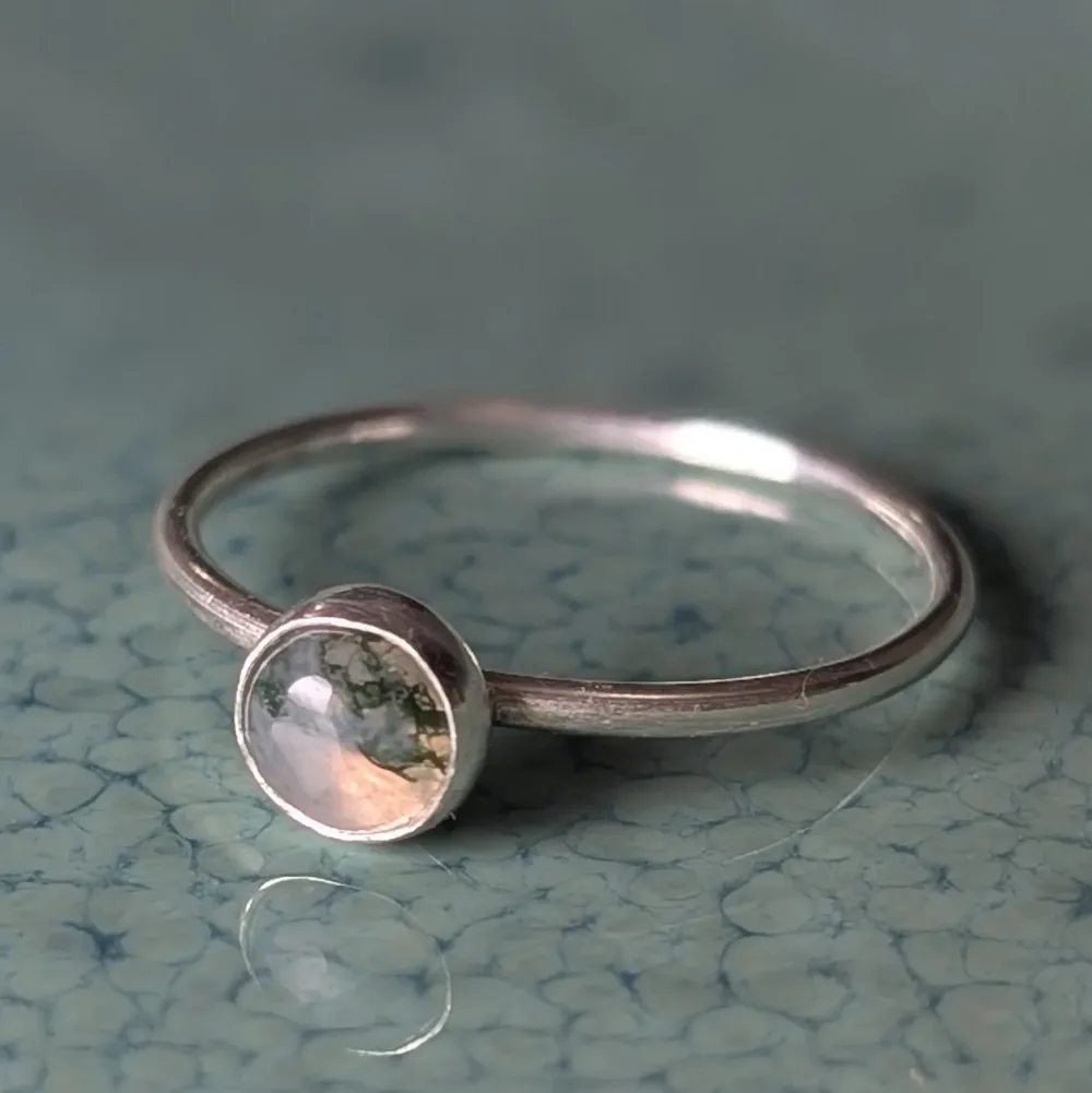 Forest Whisper: Moss Agate Stacking Ring – Handcrafted Sterling Silver - Image 2