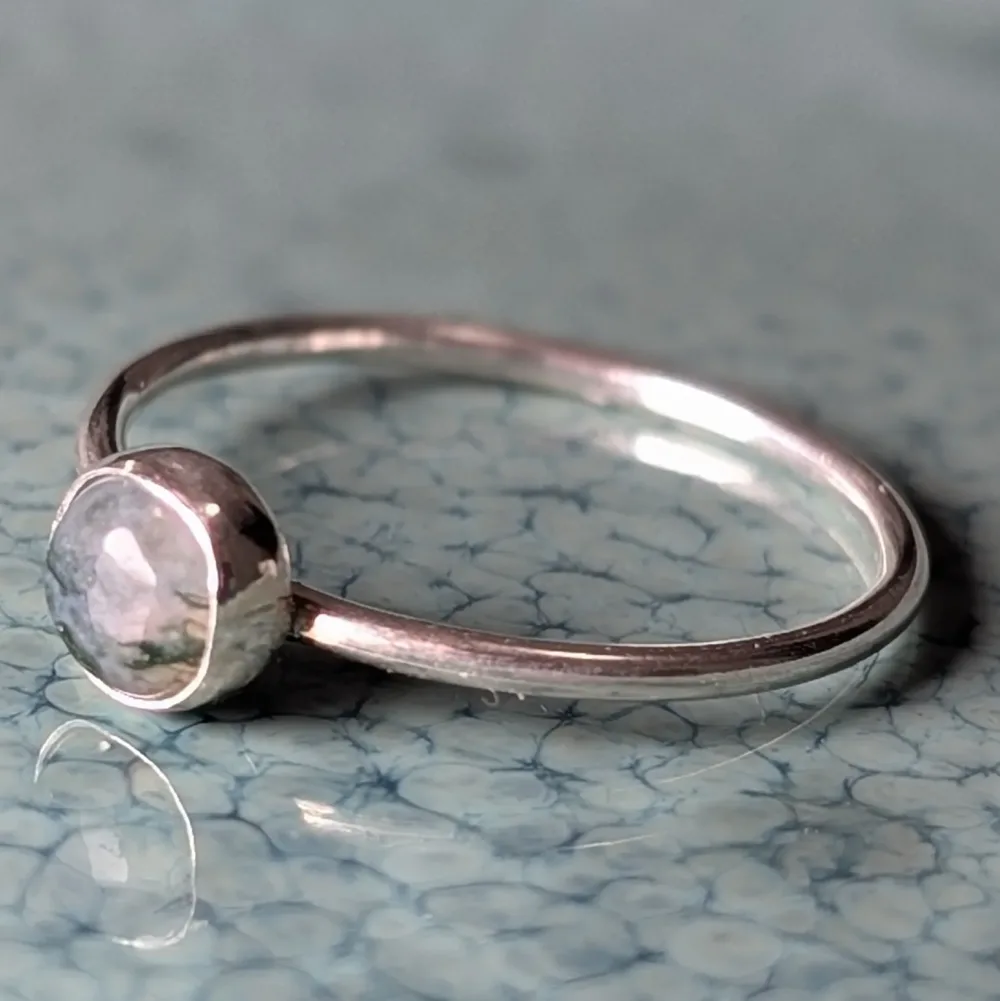 Forest Whisper: Moss Agate Stacking Ring – Handcrafted Sterling Silver - Image 3