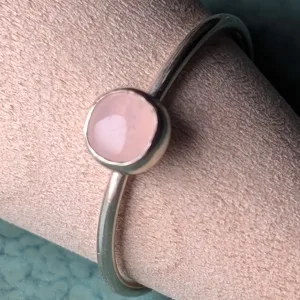Petal Blush: Rose Quartz Stacking Ring – Handcrafted Sterling Silver