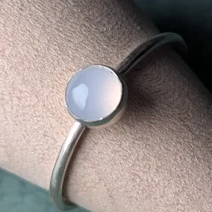 Sky Drift: Chalcedony Stacking Ring – Handcrafted Sterling Silver