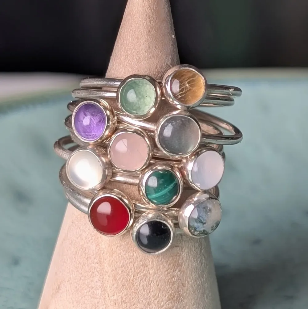 Forest Whisper: Moss Agate Stacking Ring – Handcrafted Sterling Silver - Image 4