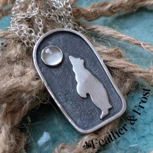 Moonlit Guardian | Polar Bear Sterling Silver Pendant