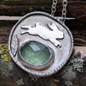 The Briar Sprint | Silver & Aventurine Rabbit Pendant