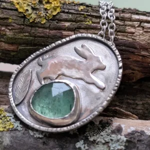 Woodlandborn | Silver & Aventurine Rabbit Pendant