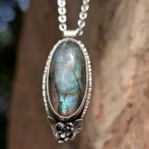 Gothic Botanical- Labradorite & Silver Pendant