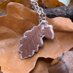 Copper & Sterling Silver Oak Leaf Pendant  – Nature Inspired Jewellery UK