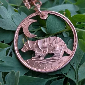 Badger Pendant Necklace | Bronze Half Penny Coin Jewellery