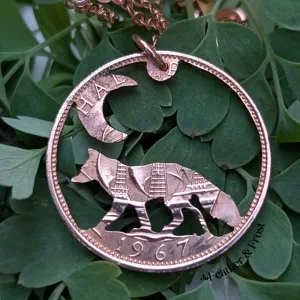 Fox Pendant Necklace | Bronze Half Penny Coin Jewellery