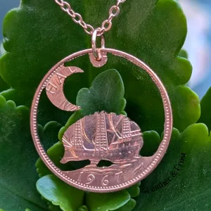 Hedgehog Pendant Necklace | Bronze Half Penny Coin Jewellery Copy