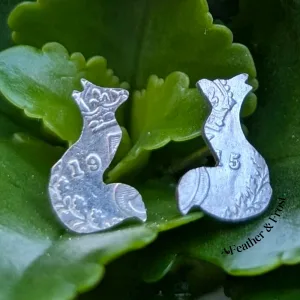 Fox Coin Earrings – Hand-Cut from a Single Pre-1920 Silver Threepence Coin