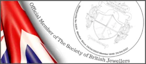 A badge showing that Feather and Frost is a Member of The Society of British Jewellers
