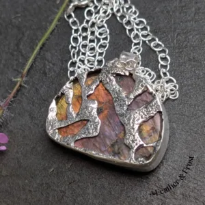 The Ember Fox | Fox Pendant | Silver & Labradorite