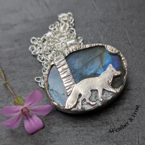 Between the Trees | Fox Pendant | Silver & Labradorite
