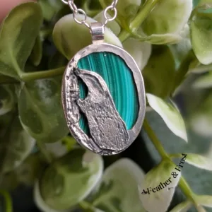 Brock's Hollow | Badger Pendant | Silver & Malachite
