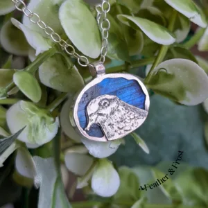 Jerry | Feral Pigeon Pendant | Silver & Labradorite