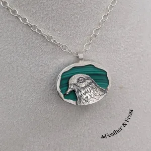 Albert | Feral Pigeon Pendant | Silver & Malachite