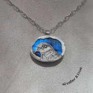 Margot | Feral Pigeon Pendant | Silver & Labradorite