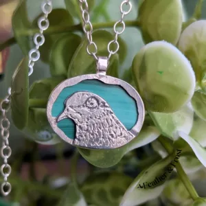 Harold | Feral Pigeon Pendant | Silver & Malachite