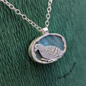 Beatrix | Feral Pigeon Pendant | Silver & Labradorite