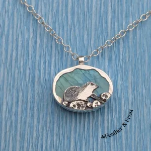 Tamsin's Riverbank | Otter Pendant | Silver & Labradorite
