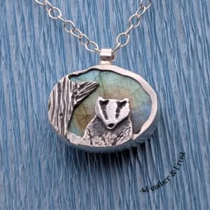 Bawson's Wood | Badger Pendant | Silver & Labradorite